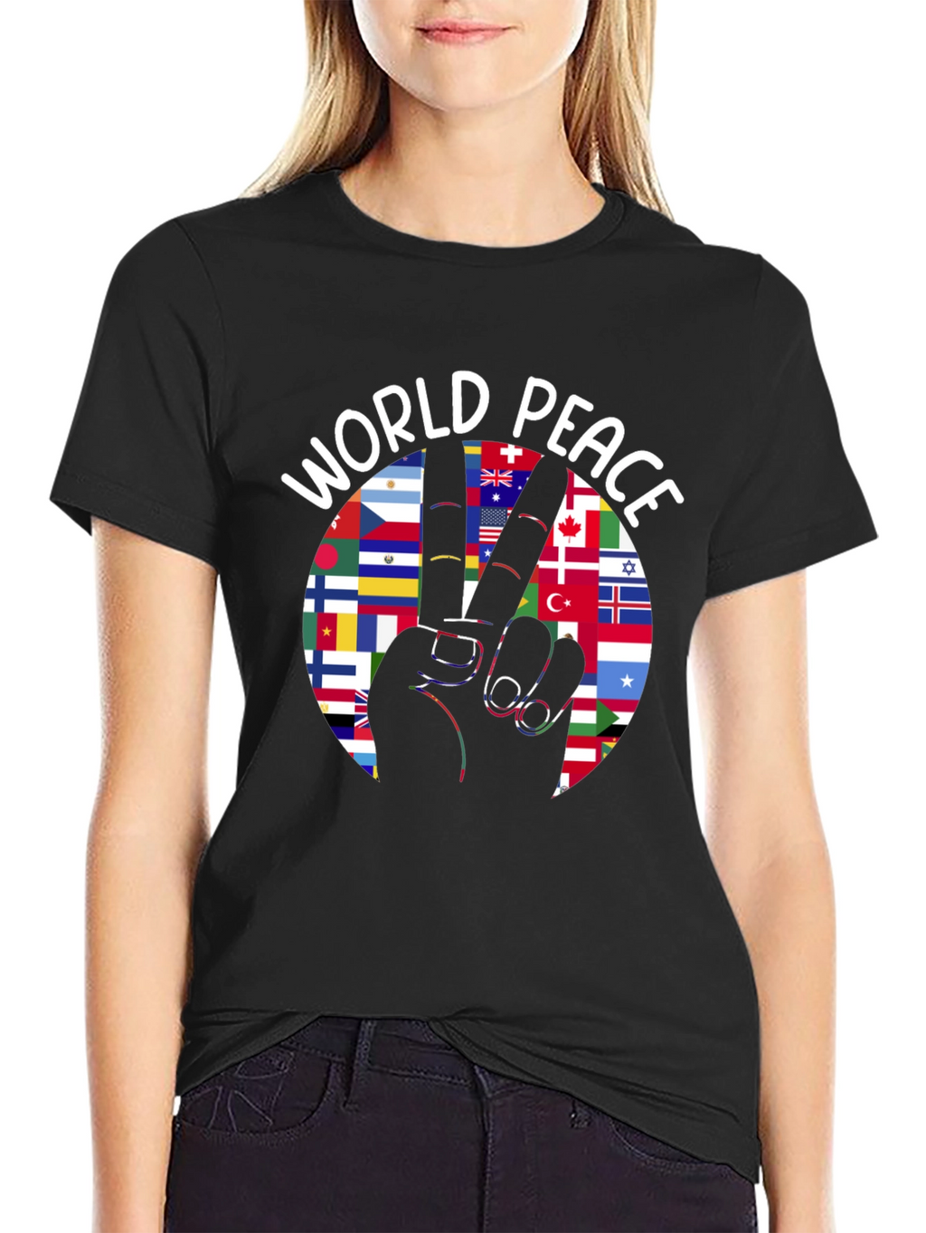 World Peace T-Shirt International Flags Peace Sign