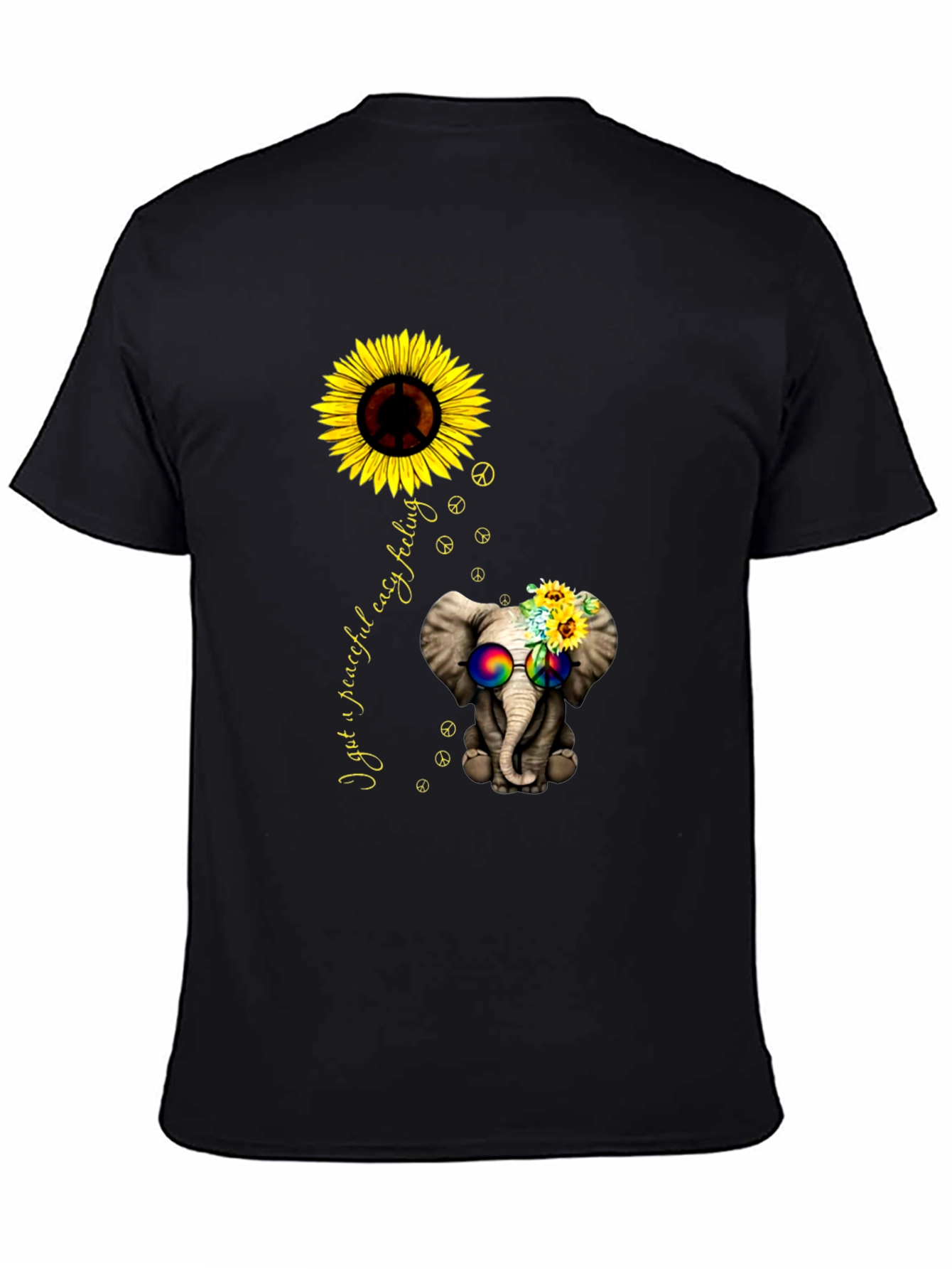 Peaceful Elephant Sunflower Graphic Tee