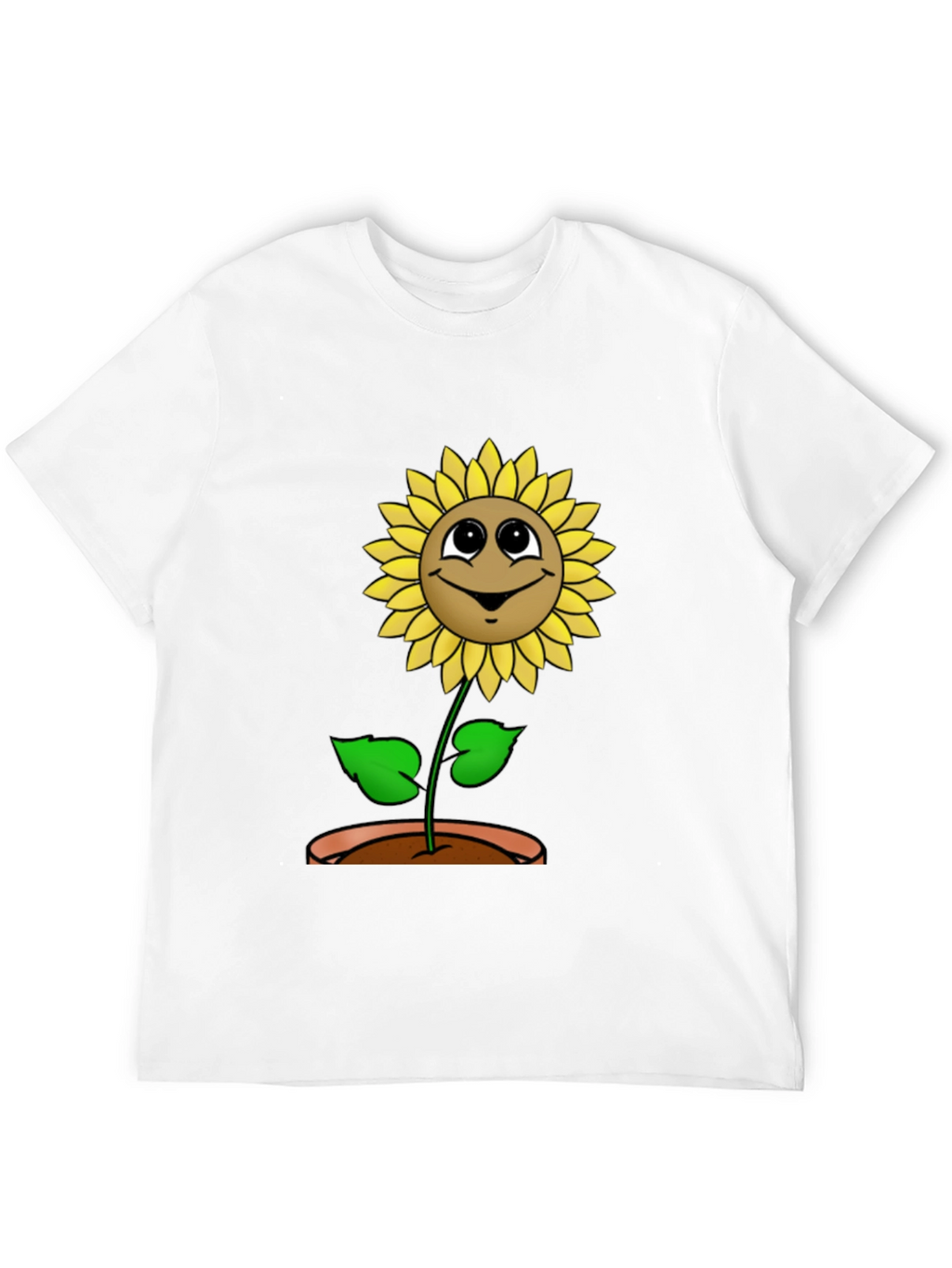 Happy Sunflower Graphic Tee - Black Cotton T-Shirt