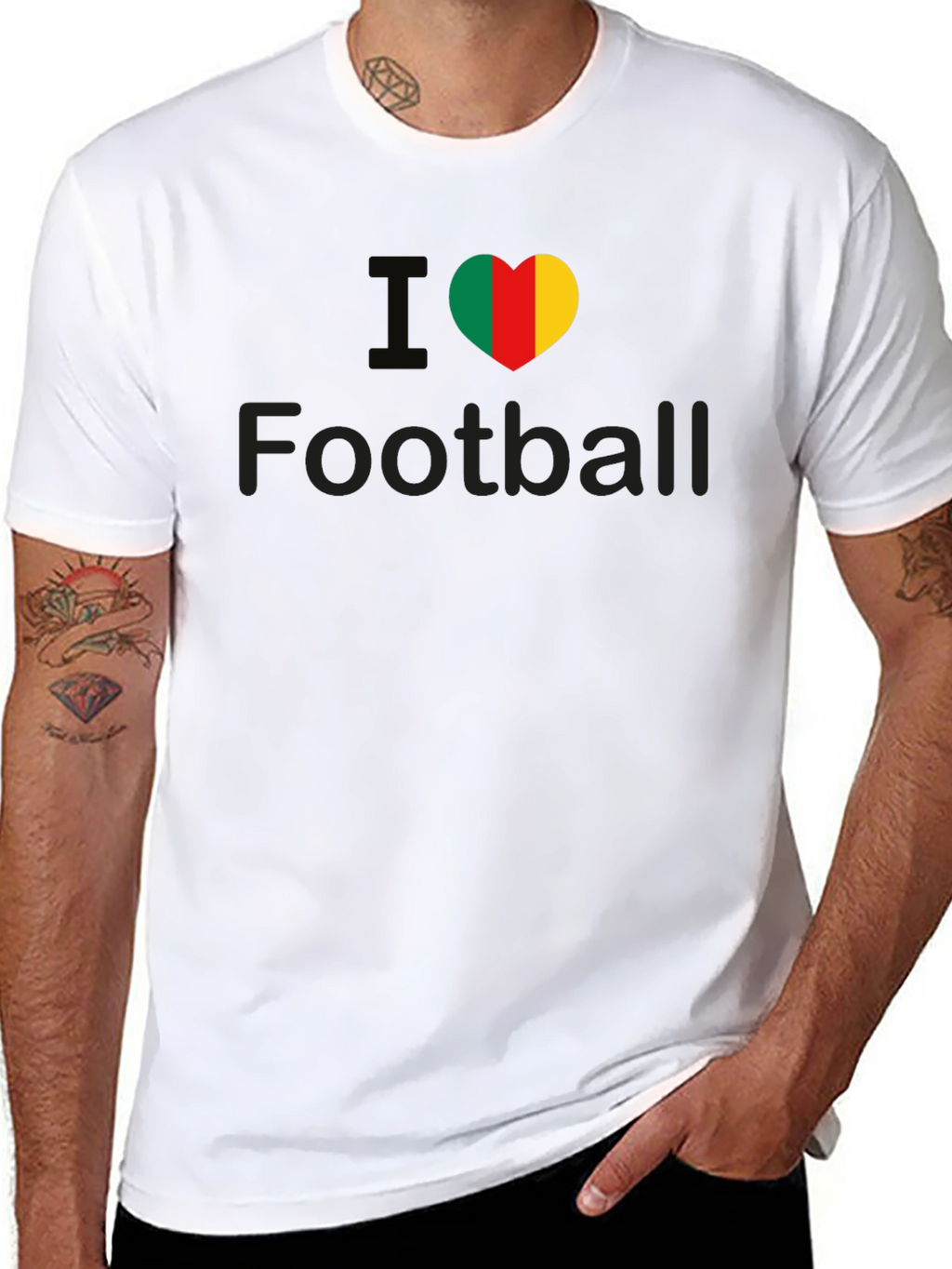 I Heart Cameroon Football T-Shirt - Black Cotton Tee
