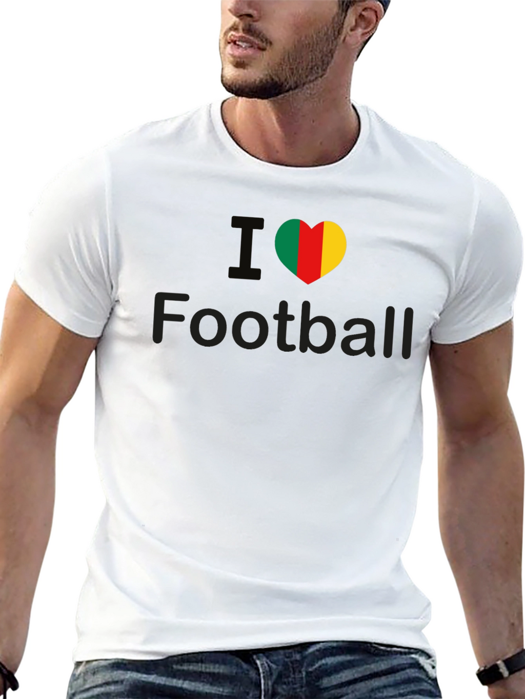 I Heart Cameroon Football T-Shirt - Black Cotton Tee
