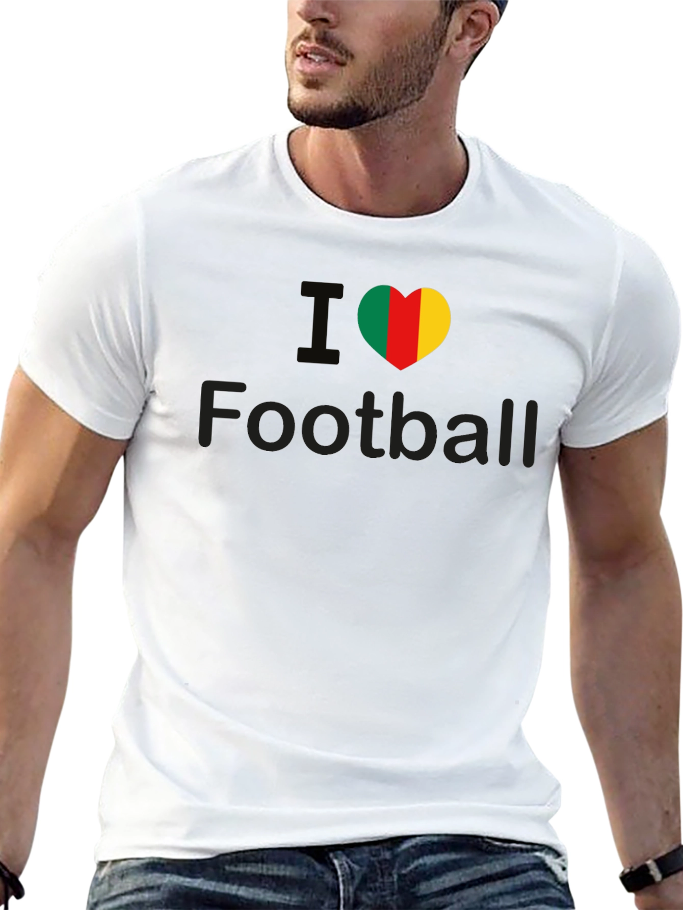 I Heart Cameroon Football T-Shirt - Black Cotton Tee