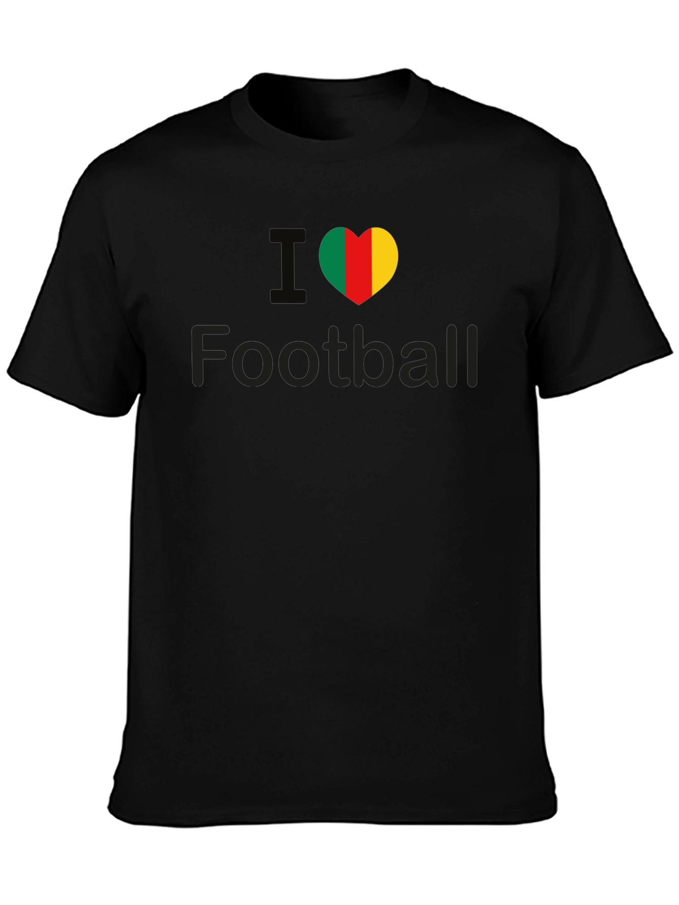 I Heart Cameroon Football T-Shirt - Black Cotton Tee