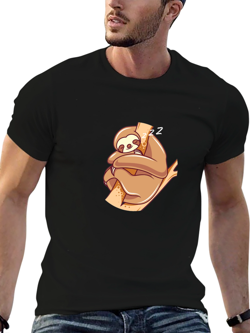 Cute Sloth Nap T-Shirt - Black
