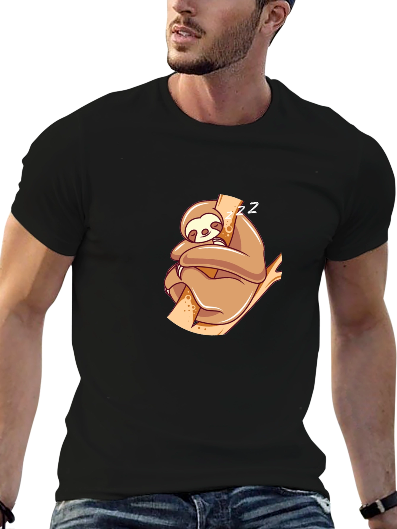 Cute Sloth Nap T-Shirt - Black