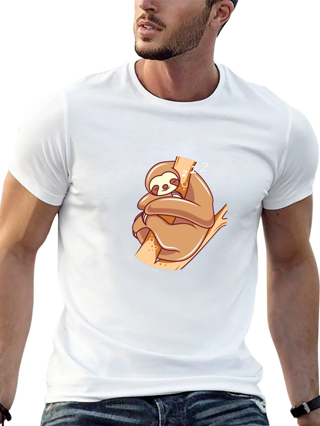 Cute Sloth Nap T-Shirt - Black