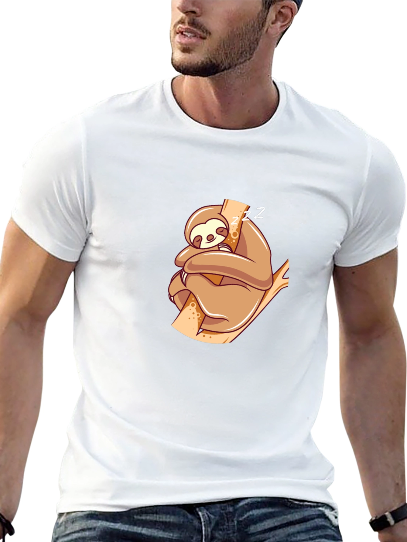Cute Sloth Nap T-Shirt - Black