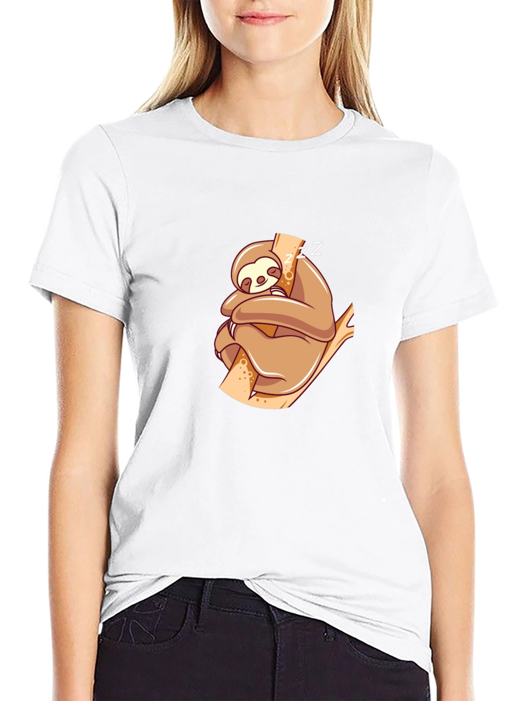 Cute Sloth Nap T-Shirt - Black
