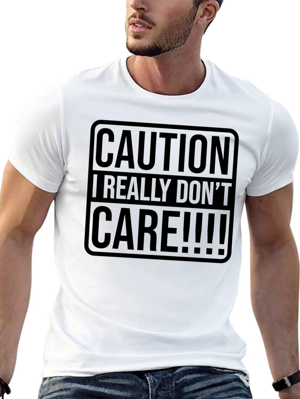 Caution I Really Dont Care Graphic Tee