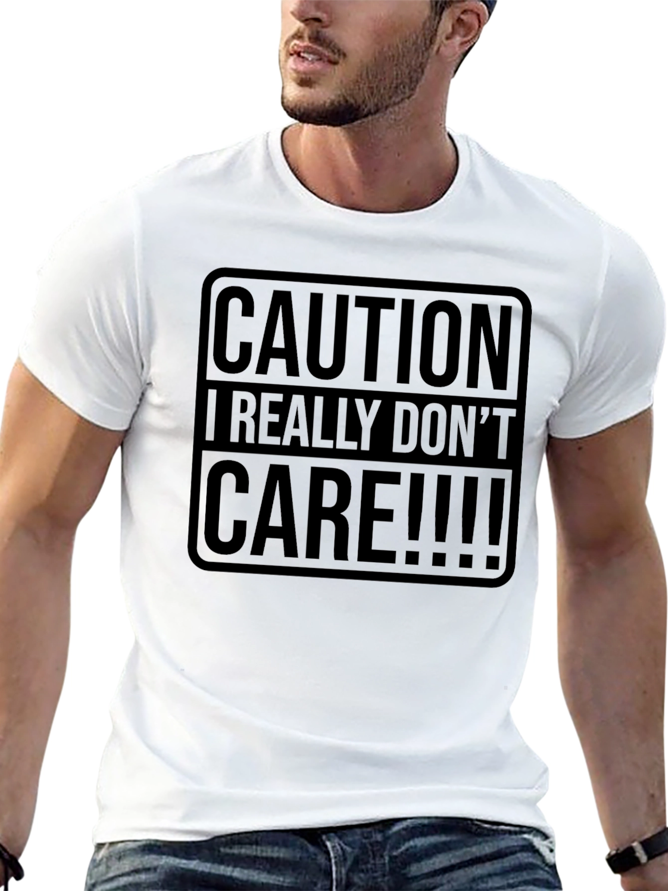 Caution I Really Dont Care Graphic Tee