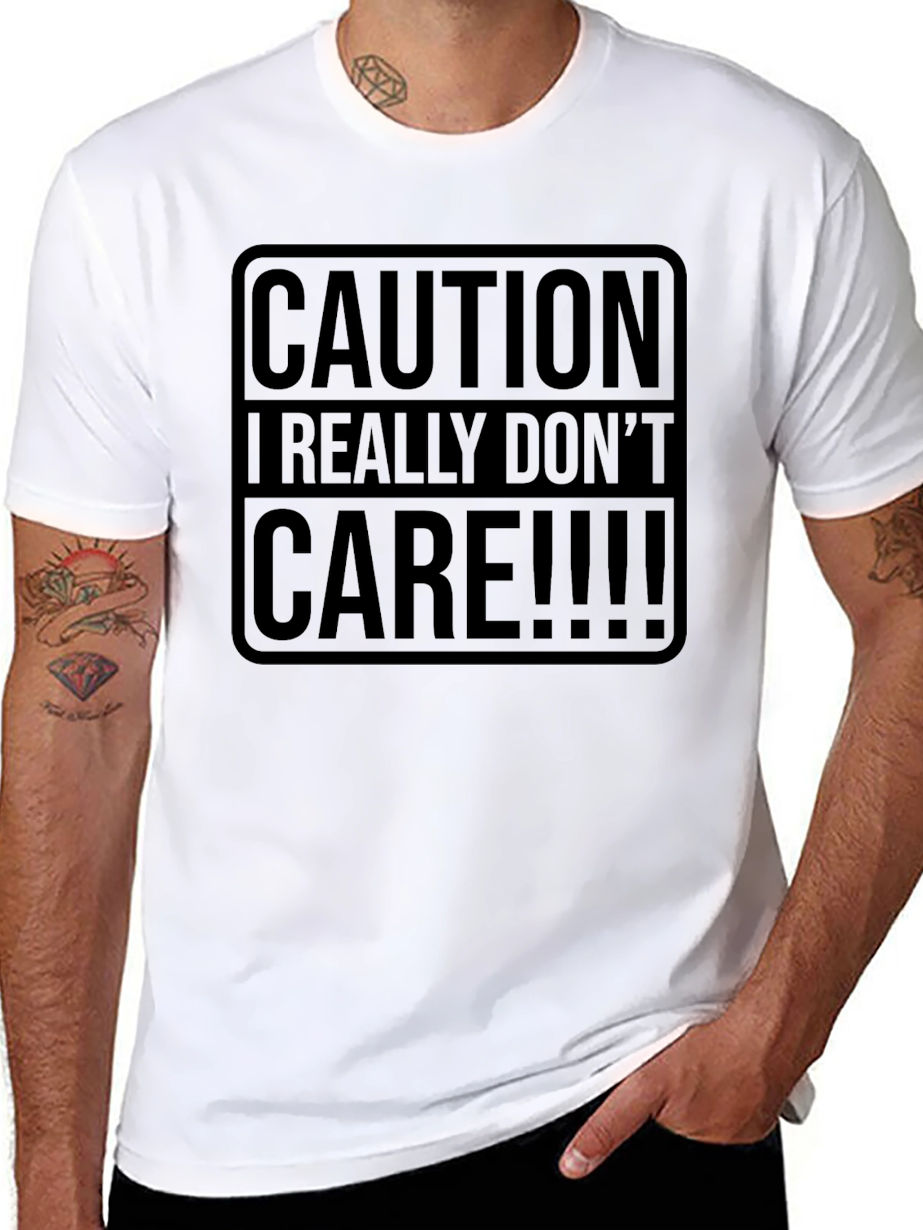 Caution I Really Dont Care Graphic Tee