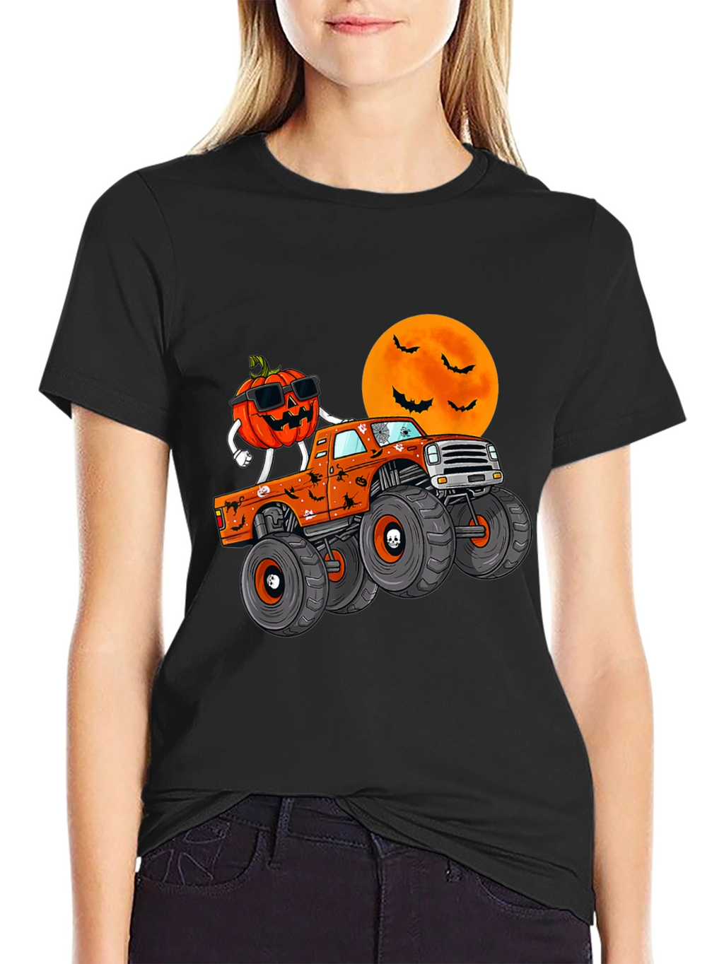 Halloween Pumpkin Monster Truck Graphic Tee