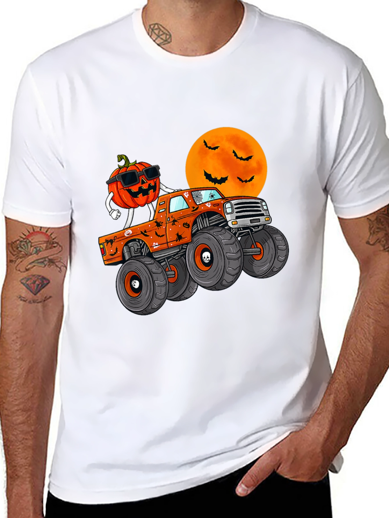 Halloween Pumpkin Monster Truck Graphic Tee