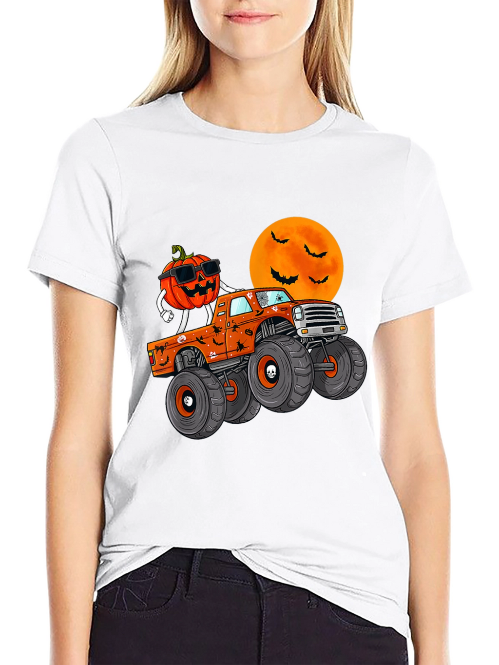 Halloween Pumpkin Monster Truck Graphic Tee