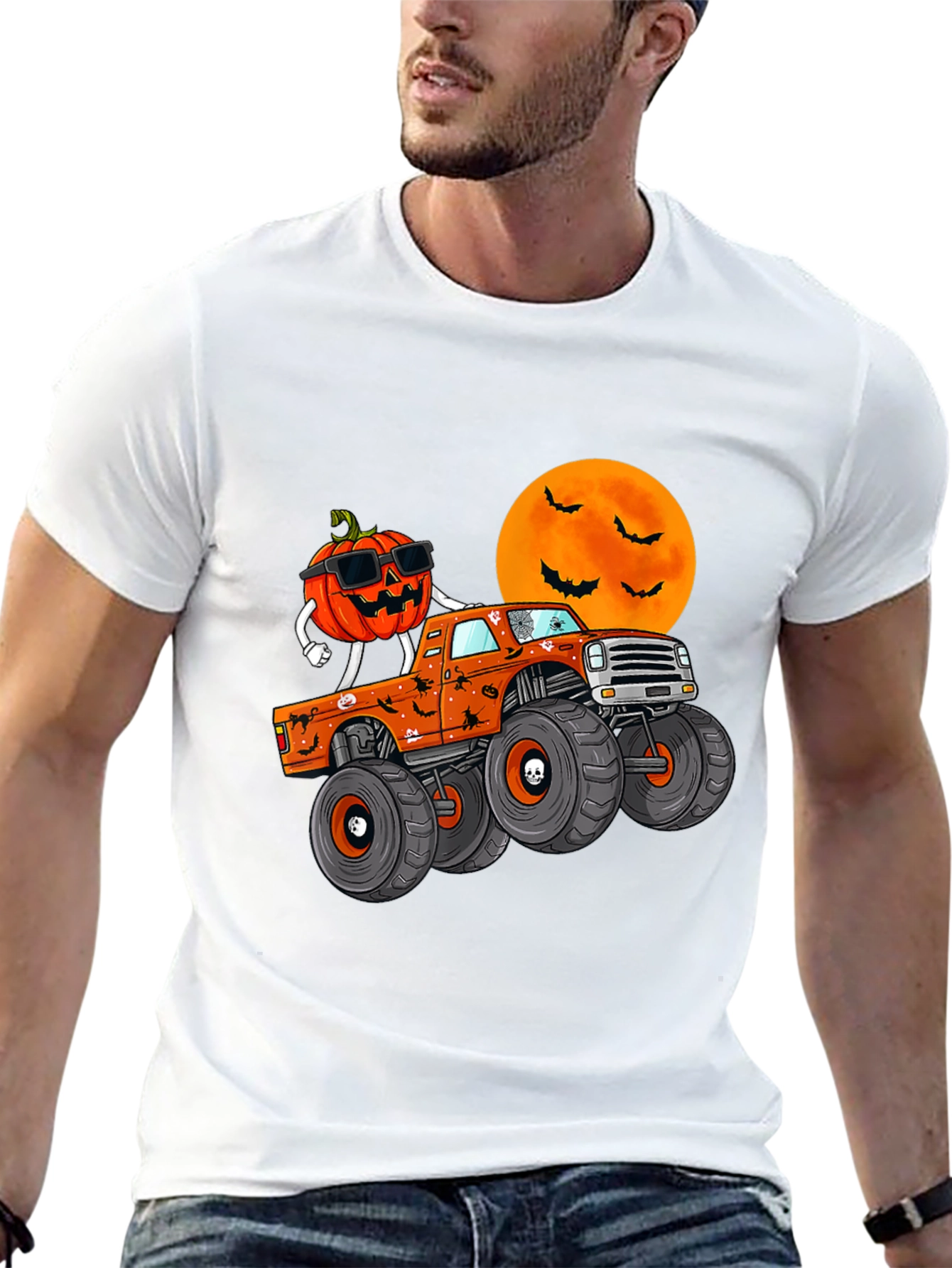 Halloween Pumpkin Monster Truck Graphic Tee