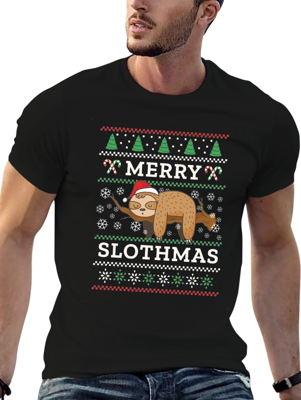 Merry Slothmas Ugly Christmas T-Shirt