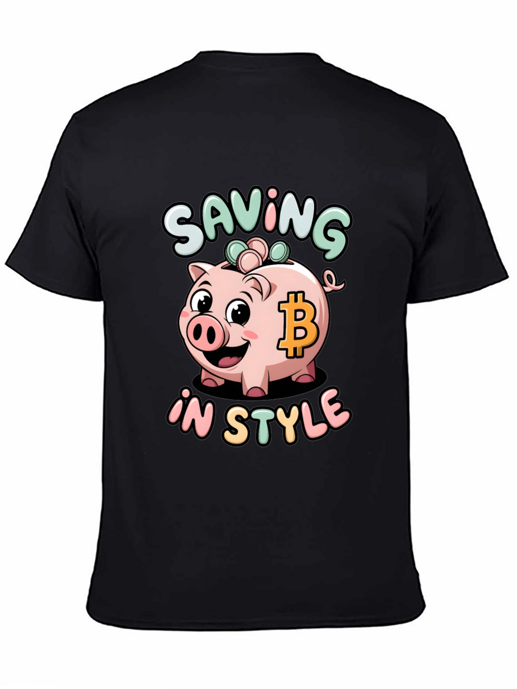 Saving in Style Piggy Bank Bitcoin Graphic T-Shirt