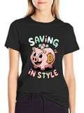 Saving in Style Piggy Bank Bitcoin Graphic T-Shirt