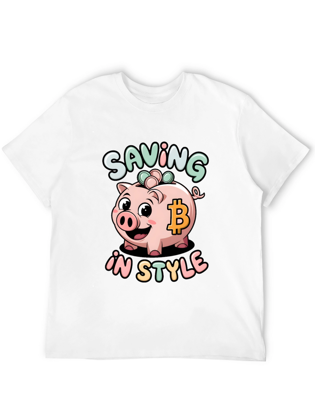Saving in Style Piggy Bank Bitcoin Graphic T-Shirt