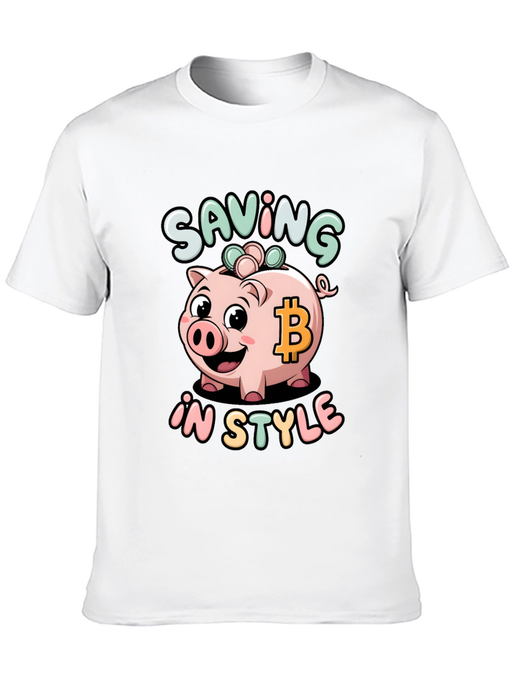 Saving in Style Piggy Bank Bitcoin Graphic T-Shirt