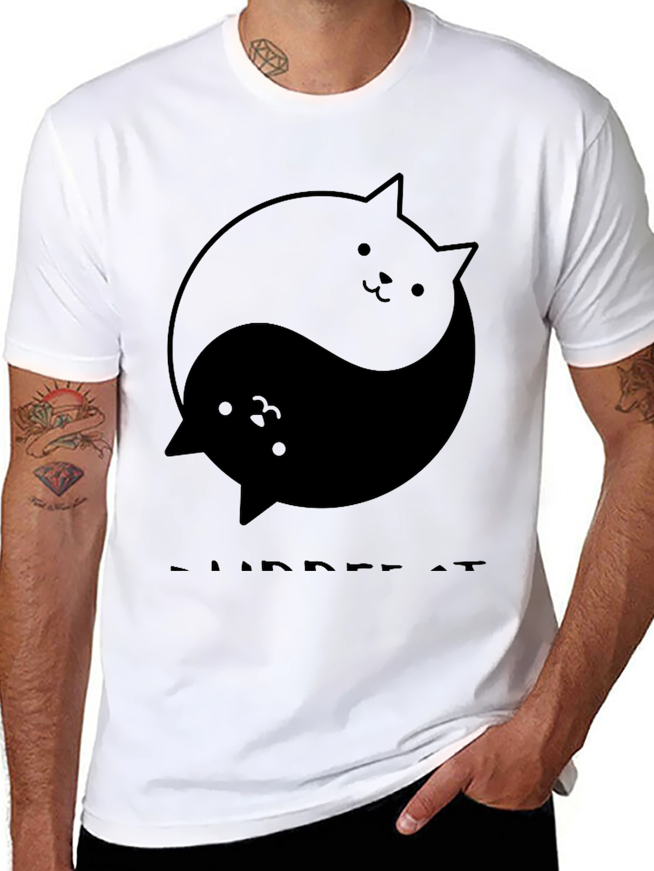 Yin Yang Cats Black T-Shirt - Purrfect Balance!