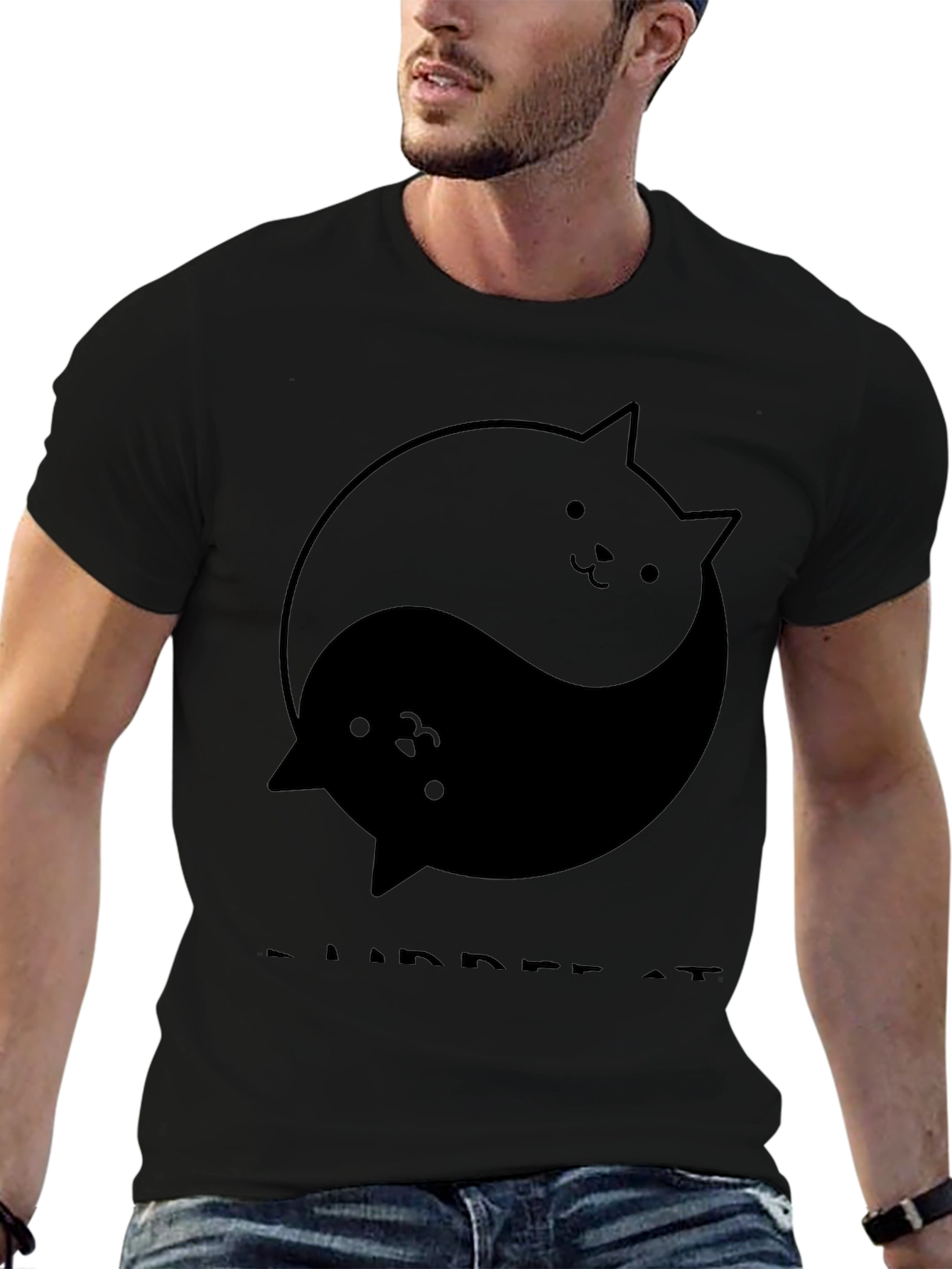 Yin Yang Cats Black T-Shirt - Purrfect Balance!
