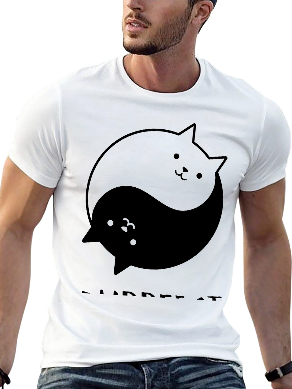 Yin Yang Cats Black T-Shirt - Purrfect Balance!