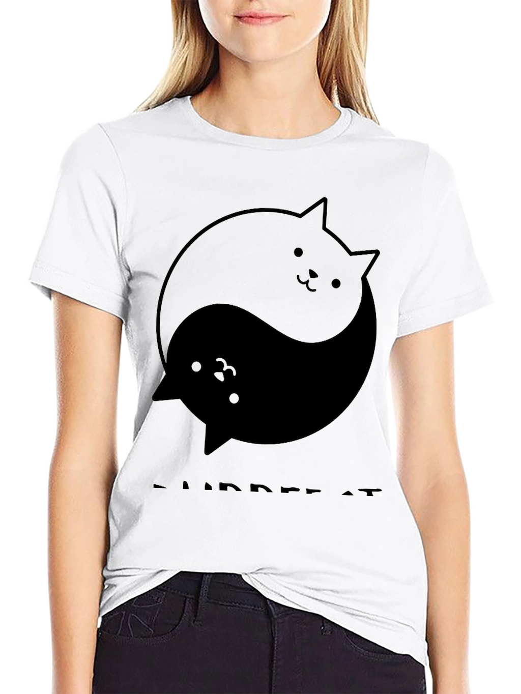 Yin Yang Cats Black T-Shirt - Purrfect Balance!