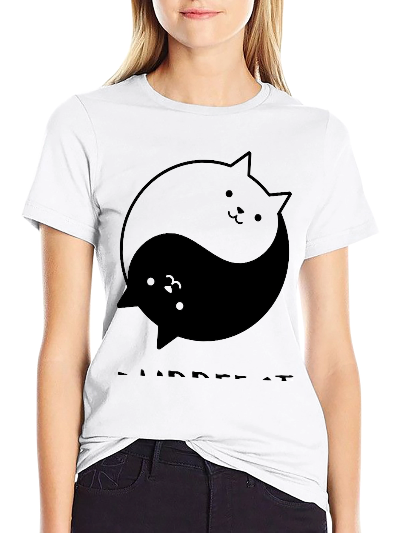 Yin Yang Cats Black T-Shirt - Purrfect Balance!