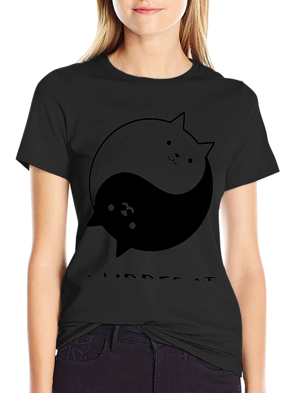 Yin Yang Cats Black T-Shirt - Purrfect Balance!