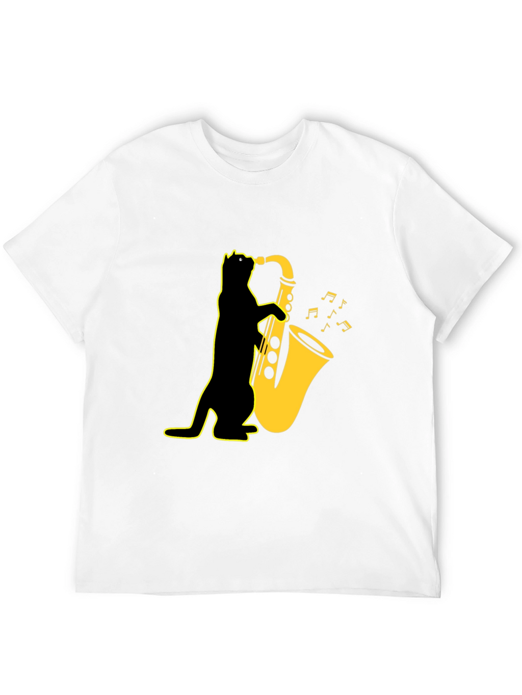 Cool Cat Saxophone T-Shirt - Black Unique Design