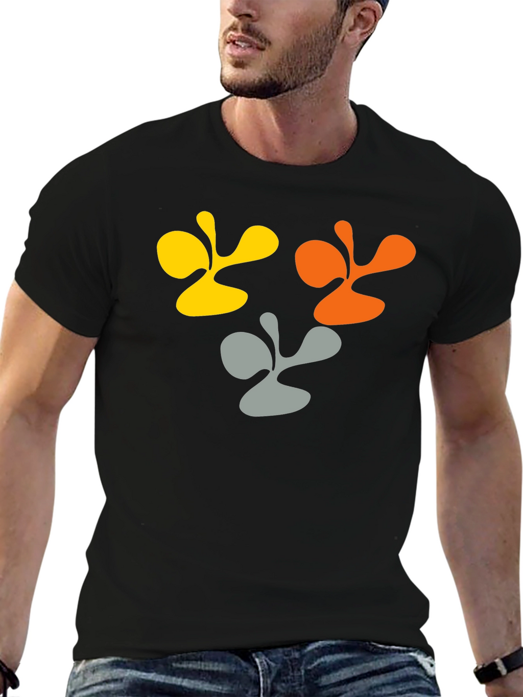 Abstract Graphic Black Cotton T-Shirt