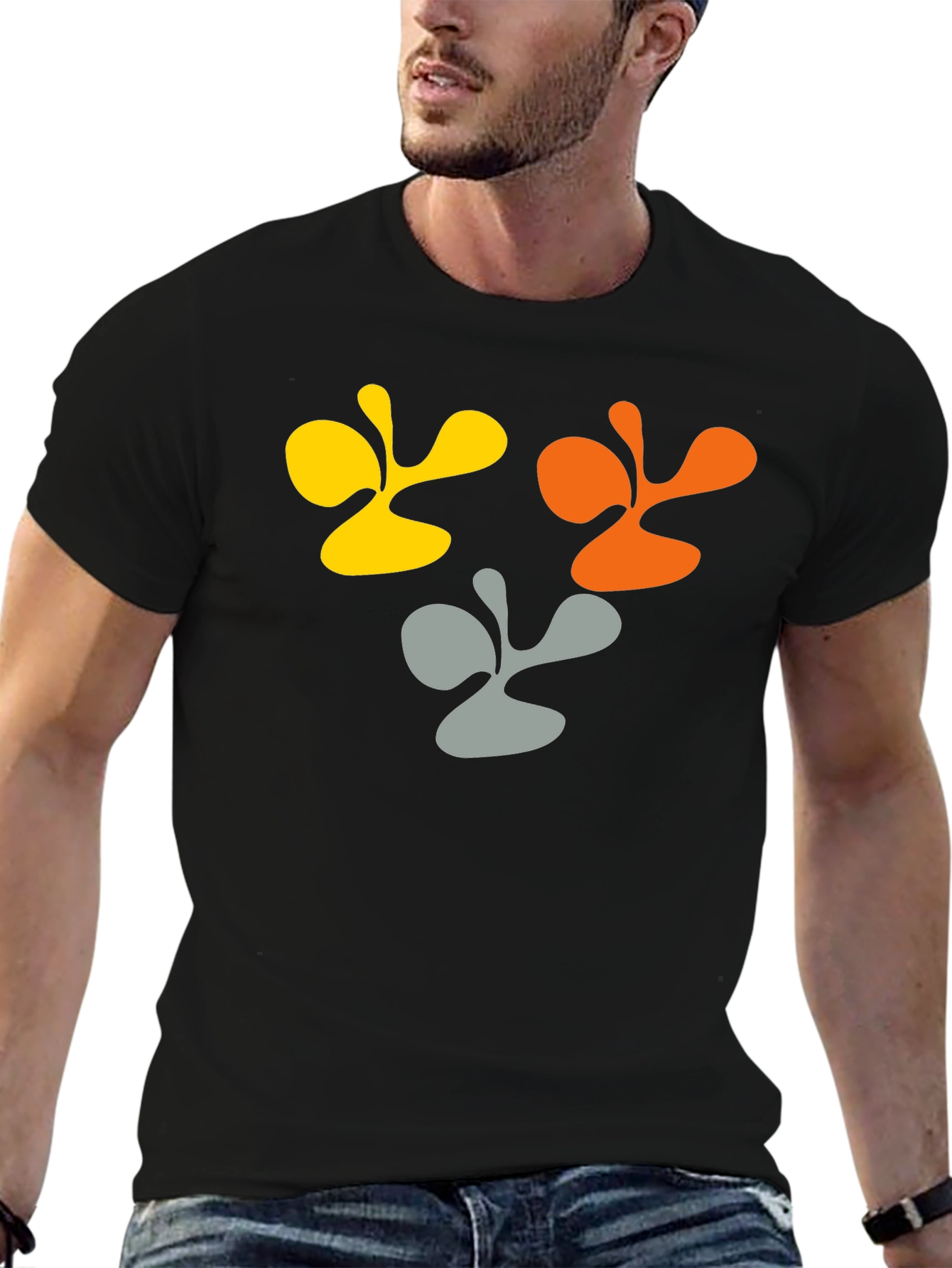 Abstract Graphic Black Cotton T-Shirt