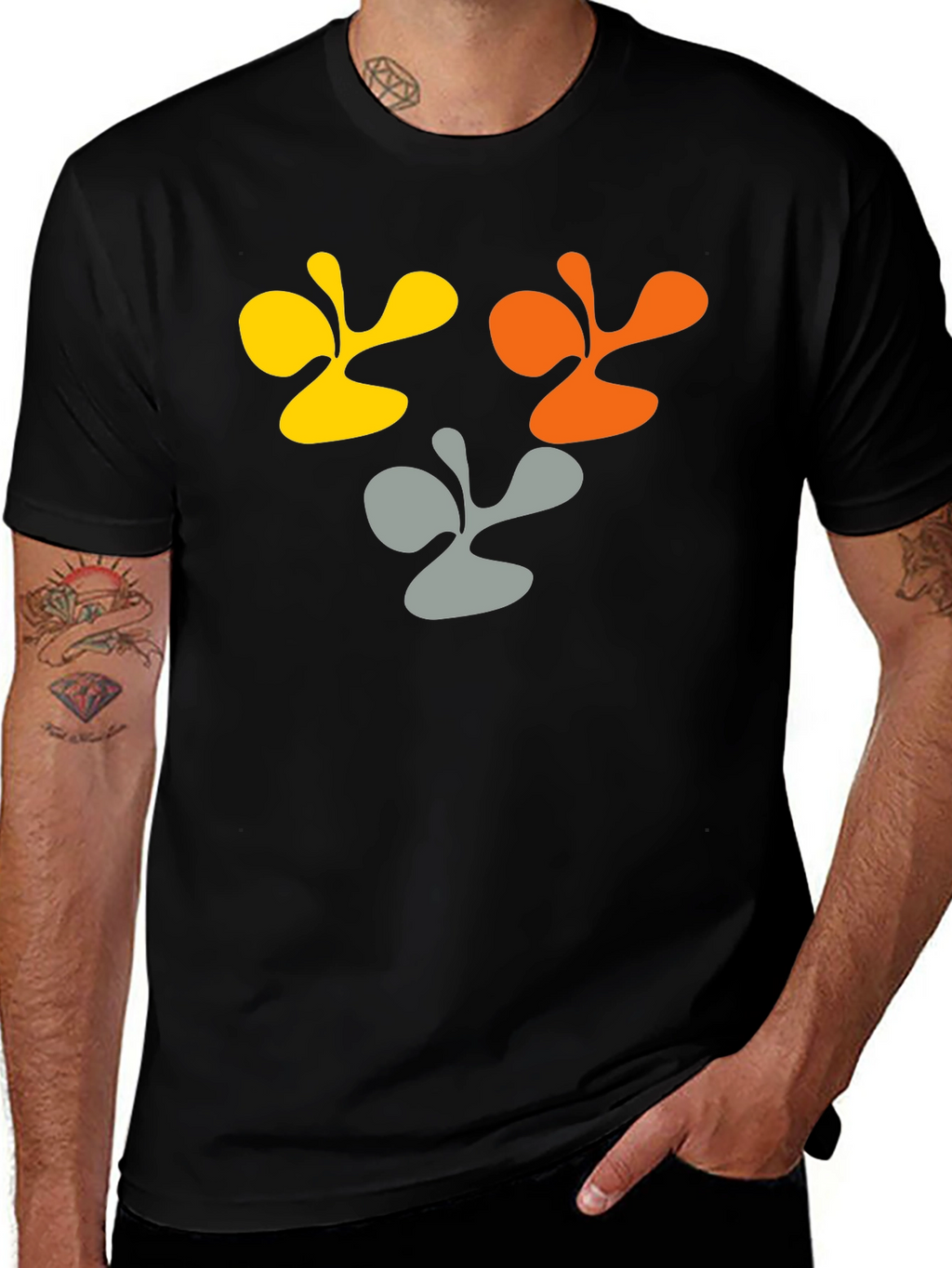 Abstract Graphic Black Cotton T-Shirt