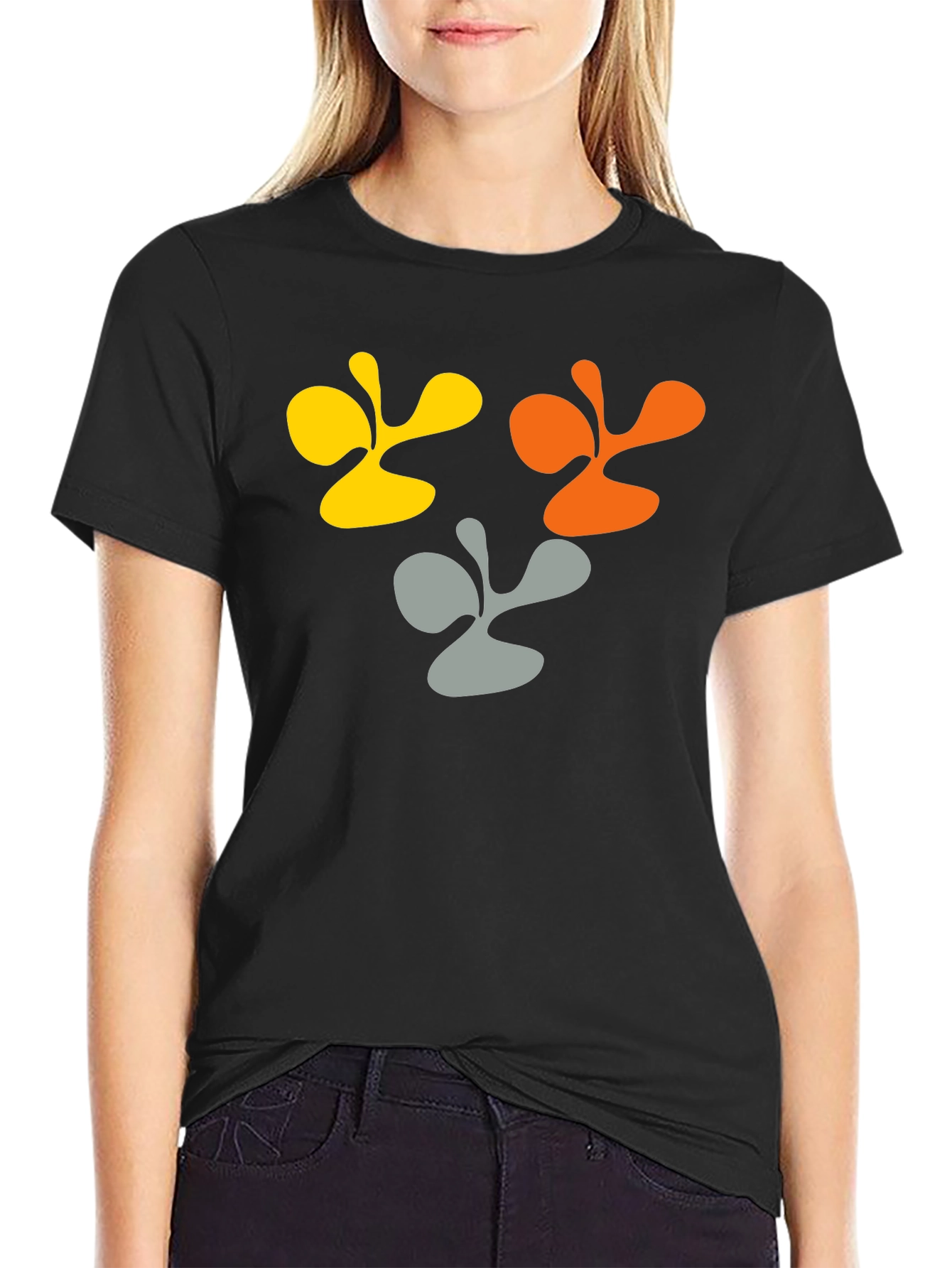 Abstract Graphic Black Cotton T-Shirt