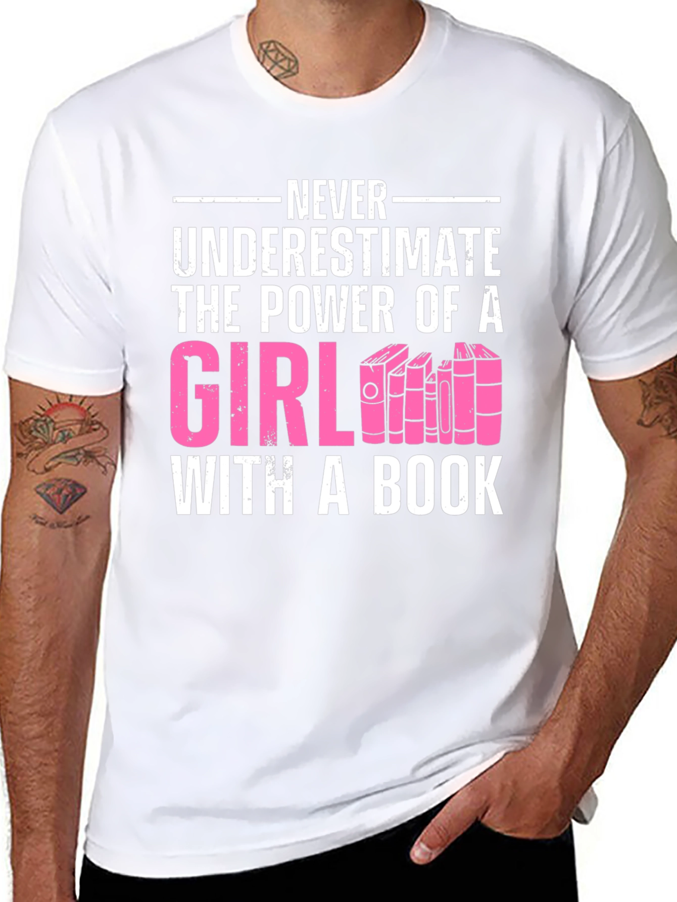 Never Underestimate Girl with a Book T-Shirt
