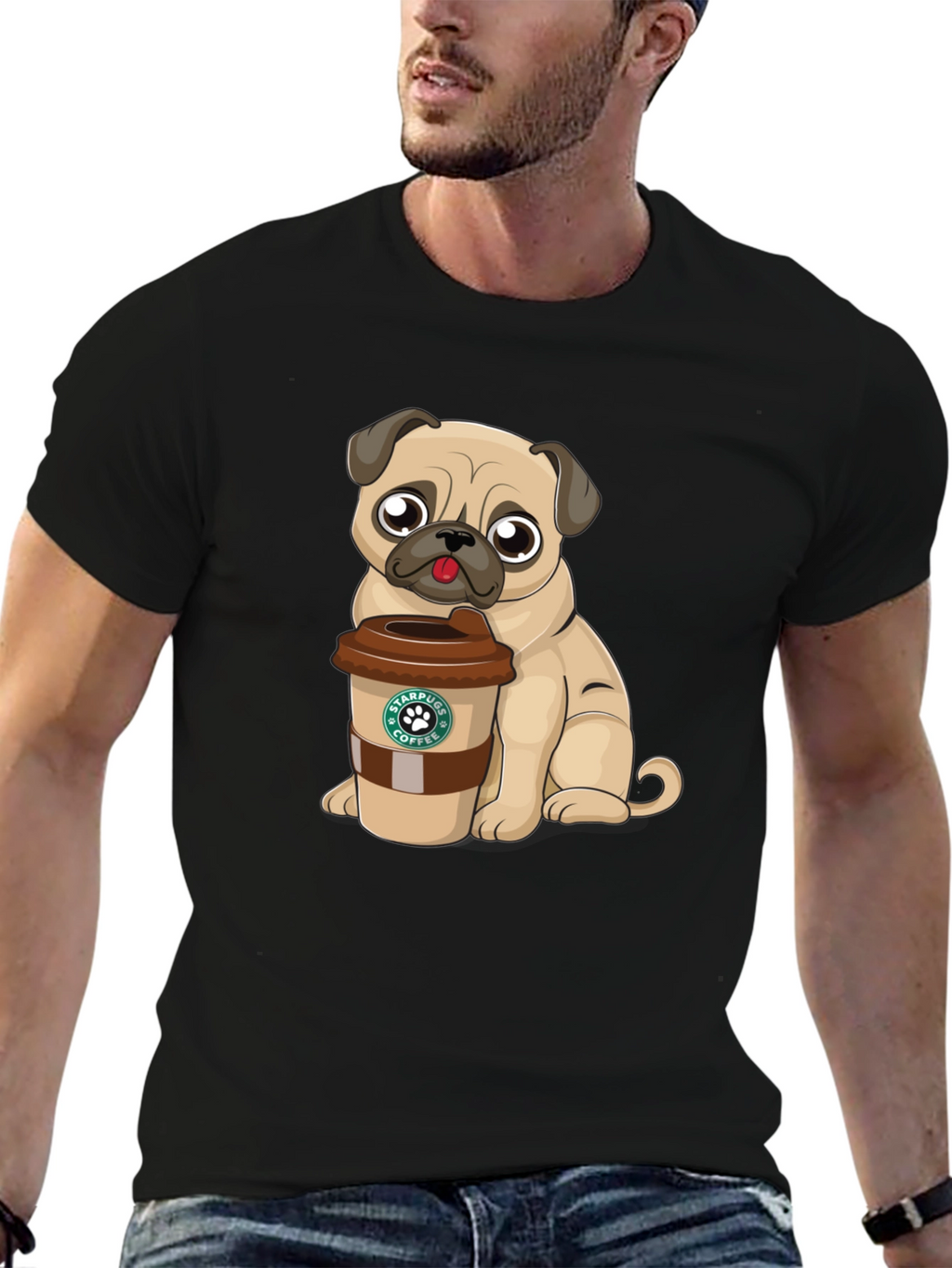 Pug Coffee Lover Graphic T-Shirt