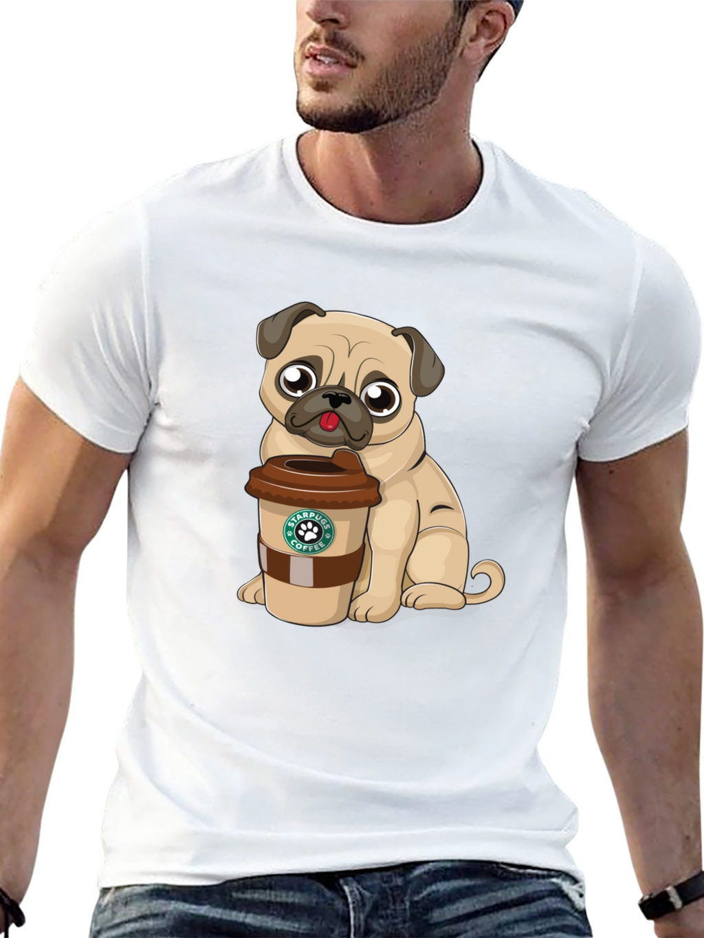 Pug Coffee Lover Graphic T-Shirt