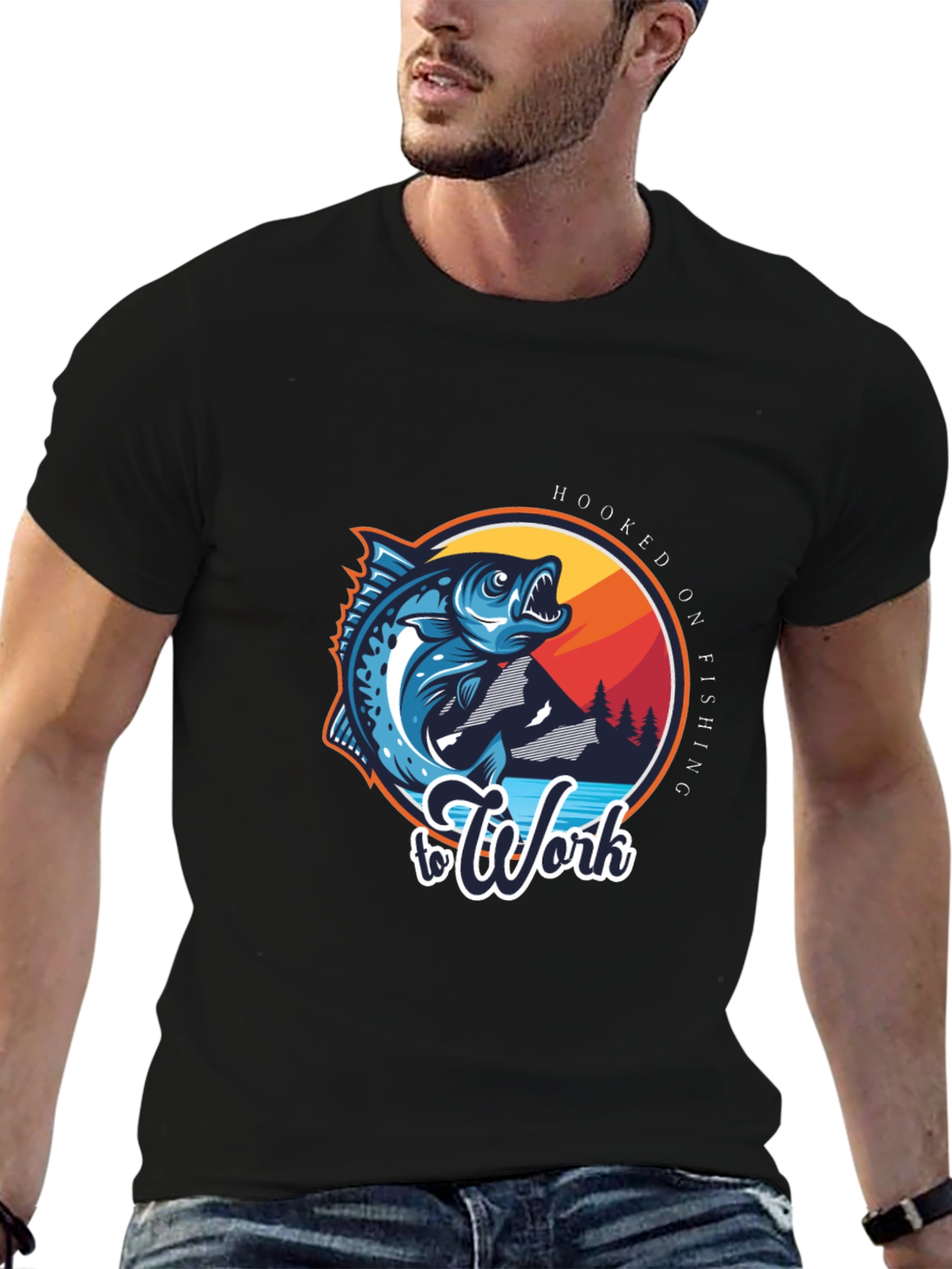 Hooked On Fishing To Work T-Shirt