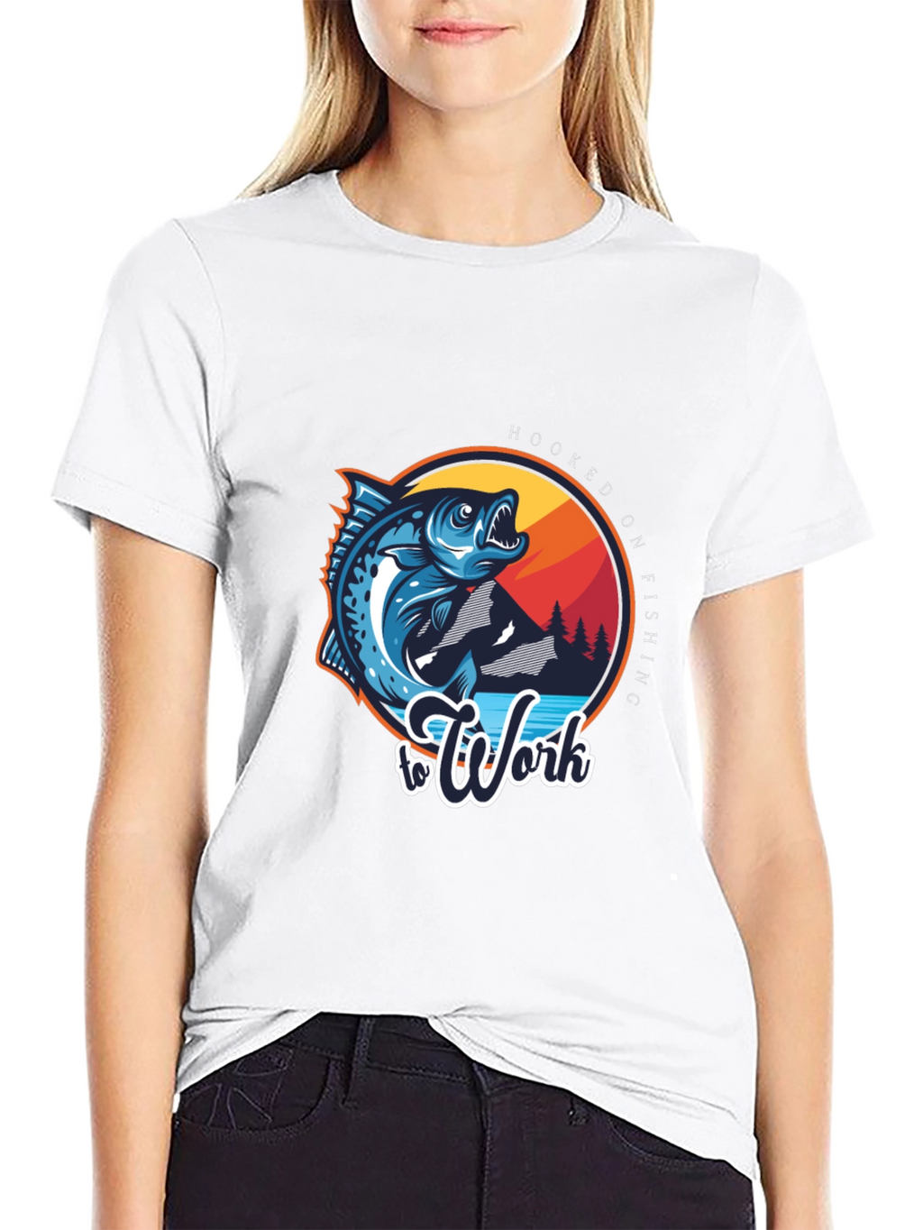 Hooked On Fishing To Work T-Shirt