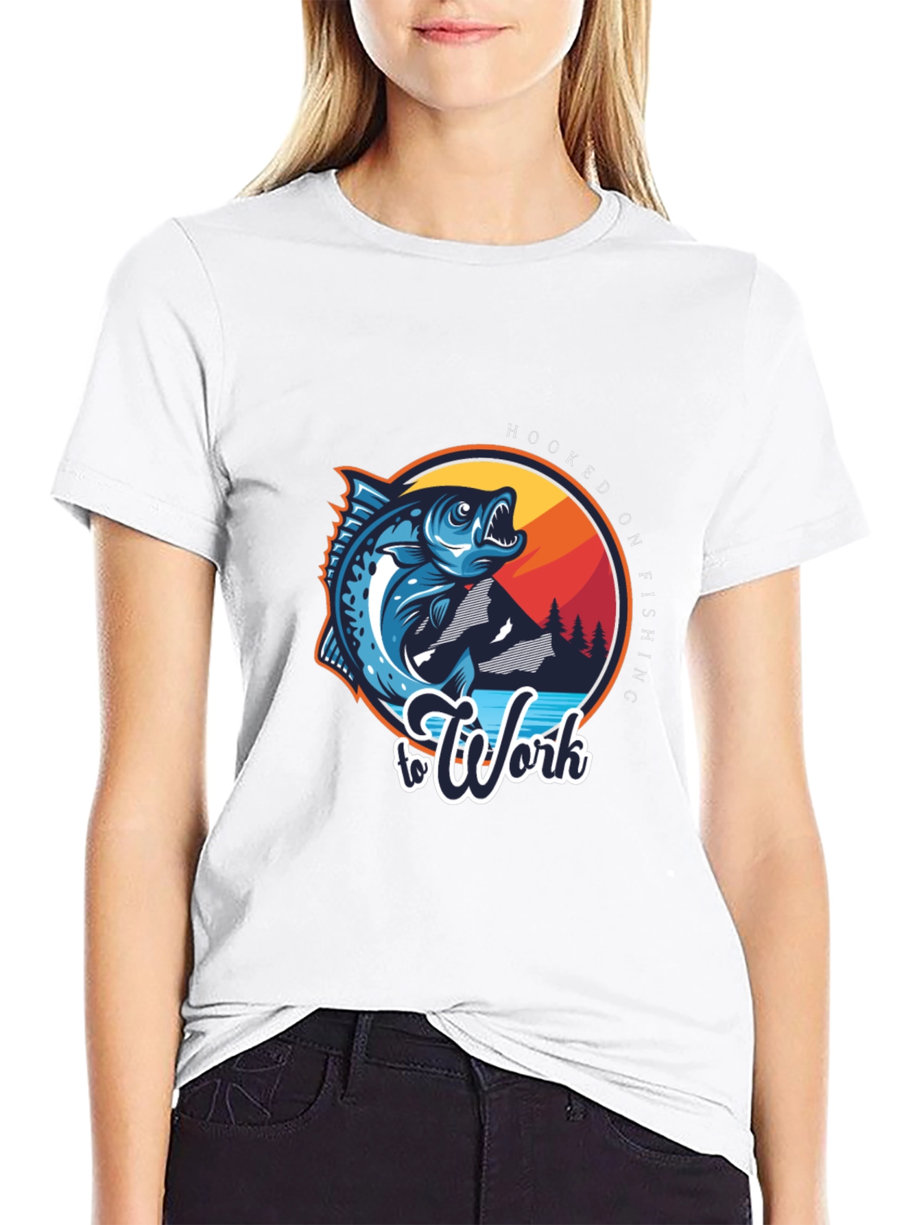 Hooked On Fishing To Work T-Shirt