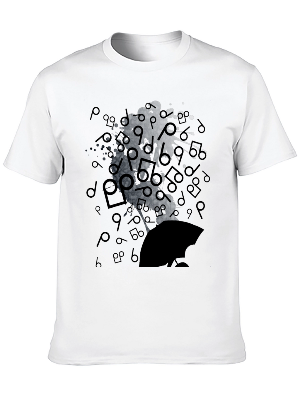 Abstract Music Man Tee - Black Graphic T-Shirt