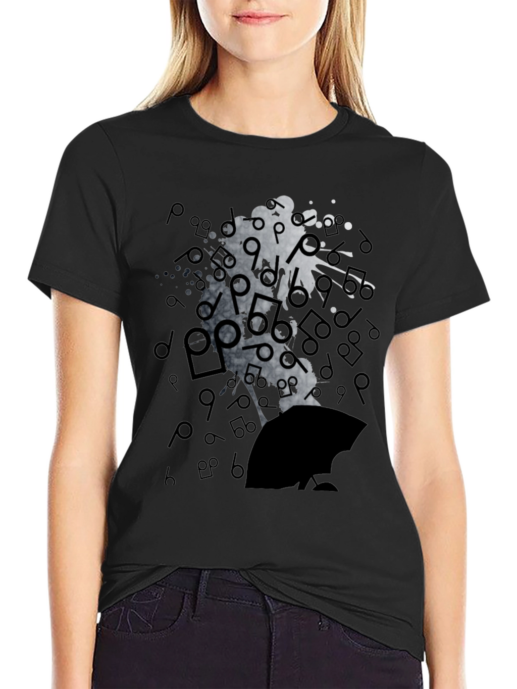 Abstract Music Man Tee - Black Graphic T-Shirt