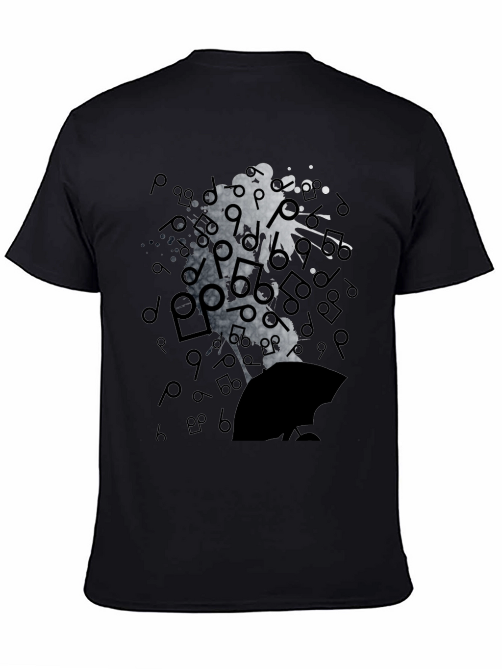 Abstract Music Man Tee - Black Graphic T-Shirt