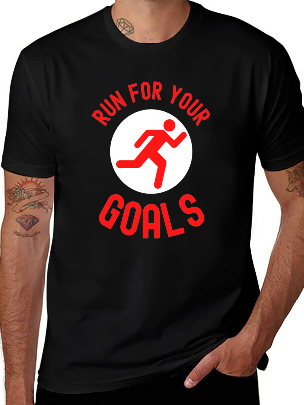 Run For Your Goals Graphic Tee - Black