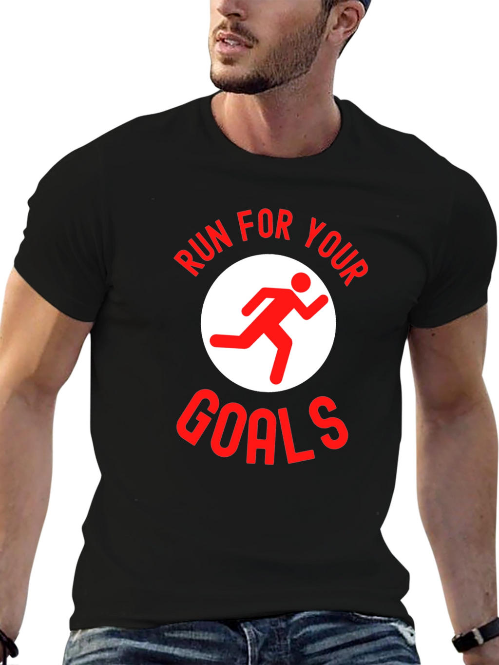 Run For Your Goals Graphic Tee - Black