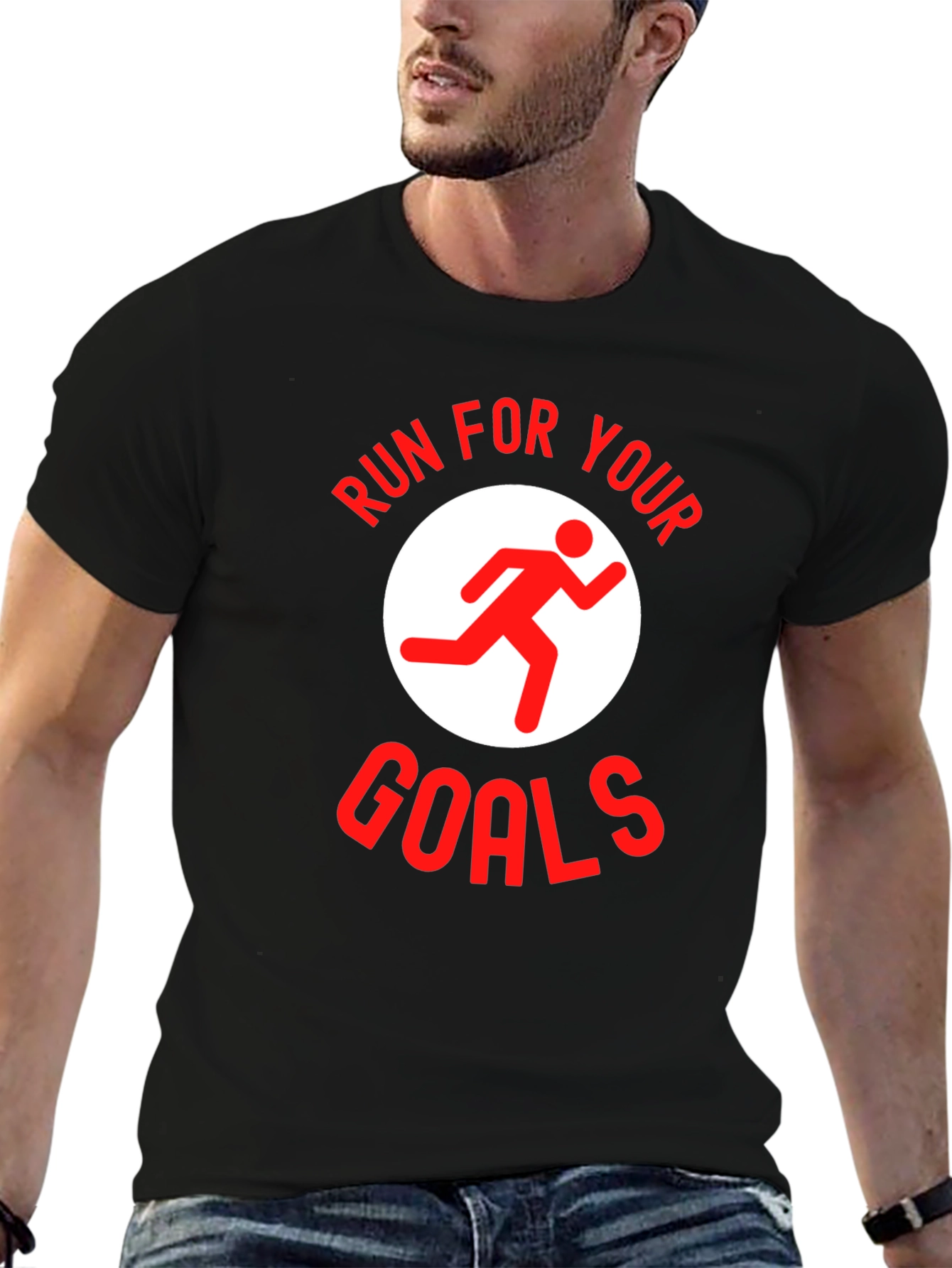 Run For Your Goals Graphic Tee - Black