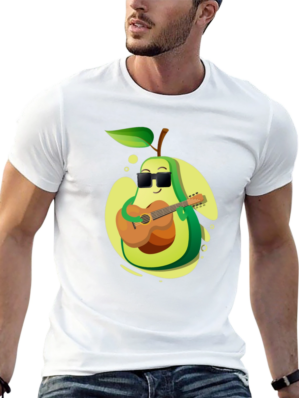 Avocado Guitarist Graphic T-Shirt - Cool Music Lover Tee