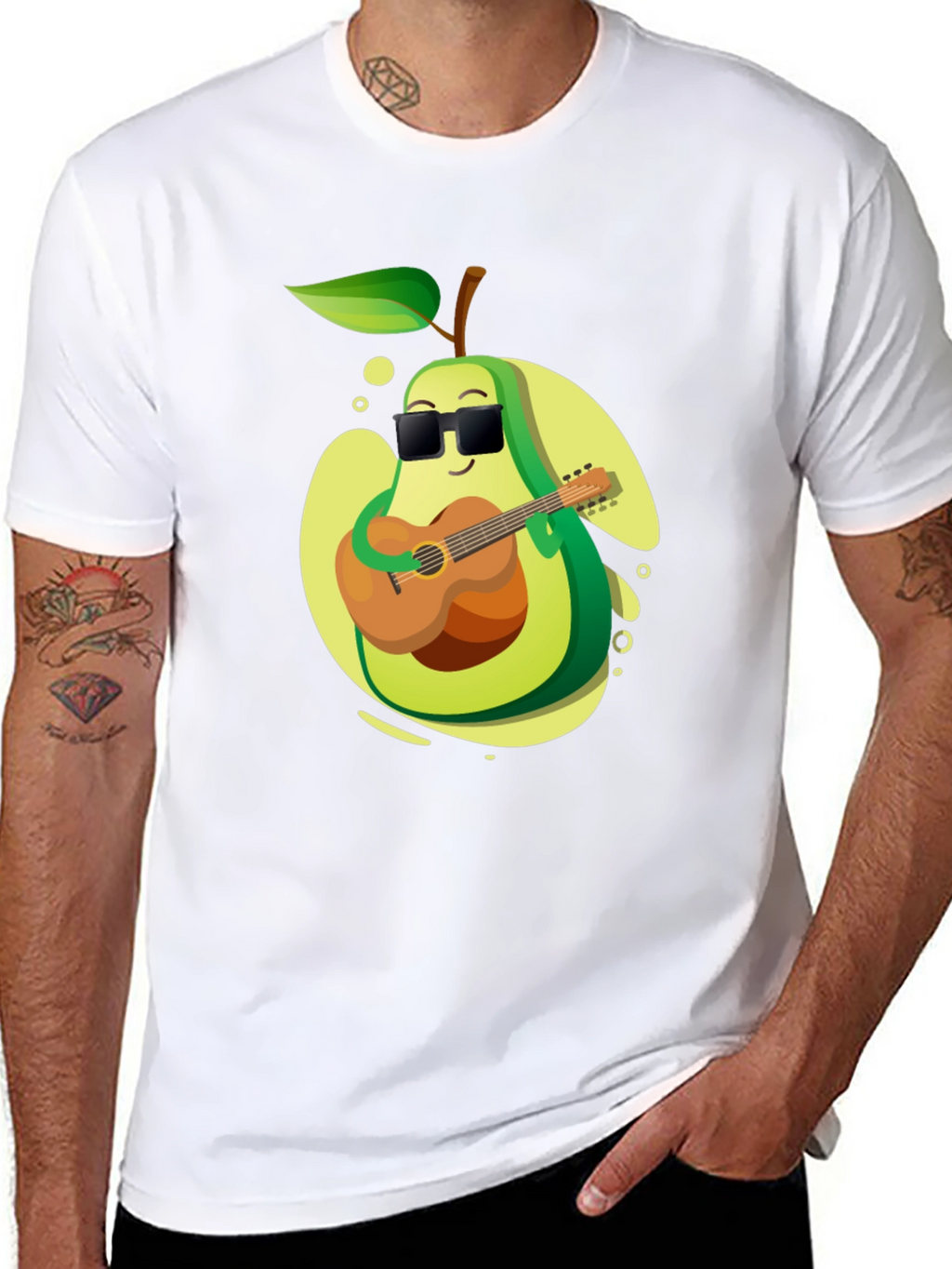 Avocado Guitarist Graphic T-Shirt - Cool Music Lover Tee