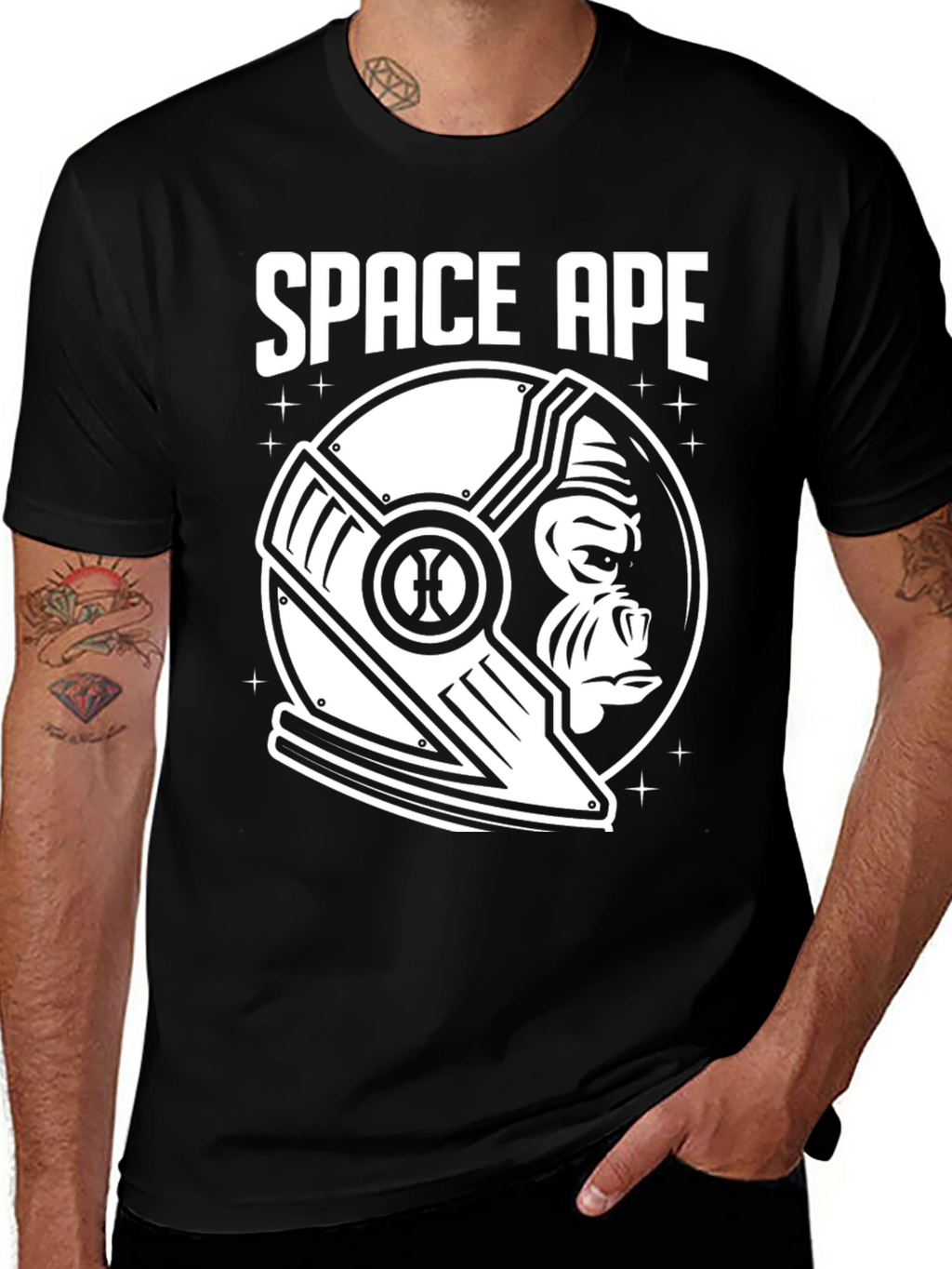 Space Ape Black Graphic T-Shirt
